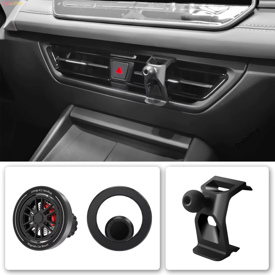 Magnetische Handyhalterung mit Luftstromkühlung für VW Tiguan und Tayron, 360 Grad drehbar, Schwarz - Bild 2