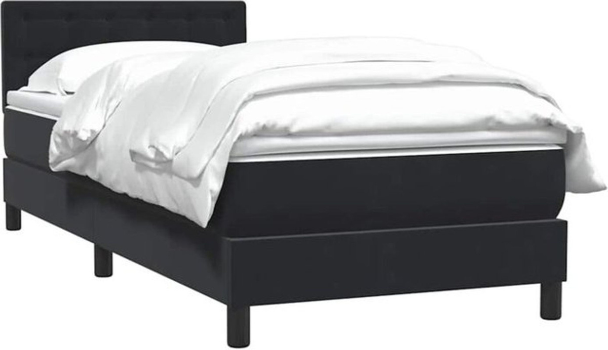 vidaxl Boxspringbett mit Matratze aus Samt in Schwarz B/T/H: 90 x 78 x 210 cm - Bild 1
