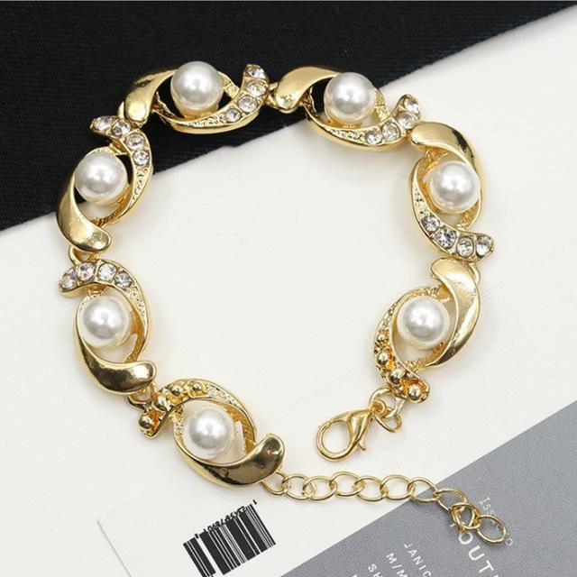 Armband Allbestart, Imitationsperlen, Kristall, Legierung, Damen, beige - Bild 1