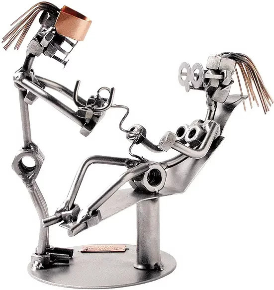 Schraubenpaar Hebamme und Gebärende mit Baby von Hinz & Kunst in Silber aus Metall - Bild 1