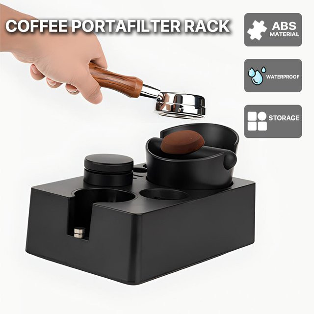 MHW-3BOMBER Espresso Zubehör Set mit Siebträger Rack, Distributor und Tamper in Schwarz aus Kunststoff - Bild 1
