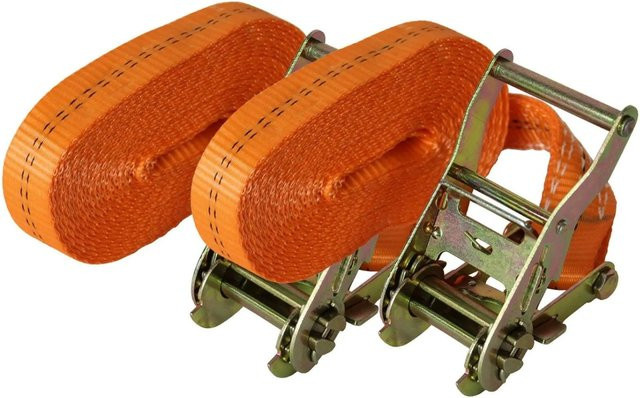 TRUTZHOLM 2er Set Profi Ratschen Spanngurte in Orange mit 2t Tragkraft und 6m Länge - Bild 1