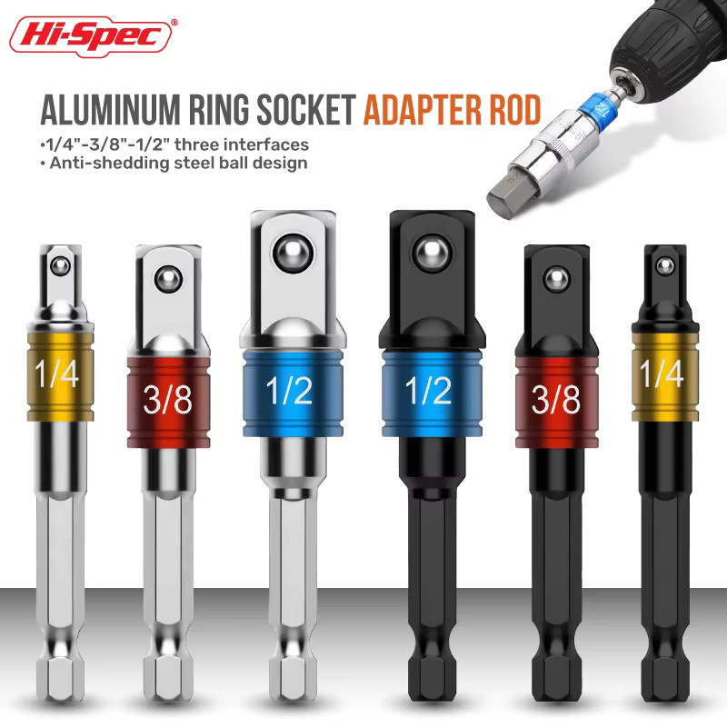Hi-Spec Schlagschrauber-Adapter-Set mit Bit-Halterung für Ratschenschlüssel inklusive 1/4, 3/8 und 1/2 Zoll Optionen - Bild 4