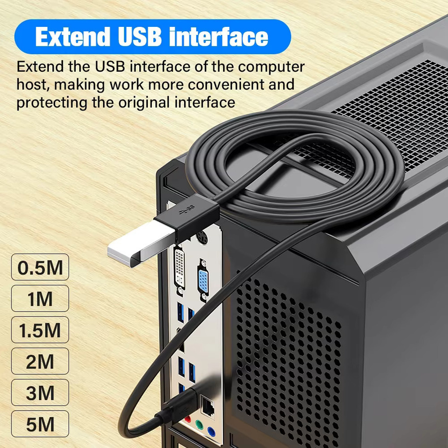 Kebiss USB 3.0 Verlängerungskabel Stecker auf Buchse in Schwarz mit 5 Gbit/s Datentransfer - Bild 3