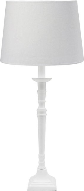 PR Home Salontischleuchte in Weiß aus Metall und Stoff mit E27 Fassung, Höhe: 55,0 cm, Breite: 40,0 cm, Tiefe: 20,0 cm - Bild 1
