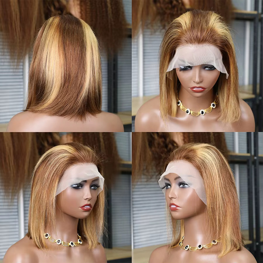 COVERQUEEN Bob-Perücke mit Highlights, 13x4 HD Lace Front, Burgunderrot, Damen - Bild 2