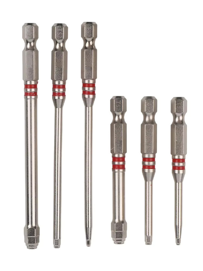 6-teiliges Set DAZZLEEX elektrische Schraubendreher-Bits mit Sechskantschaft in Rot und Silber - Bild 2