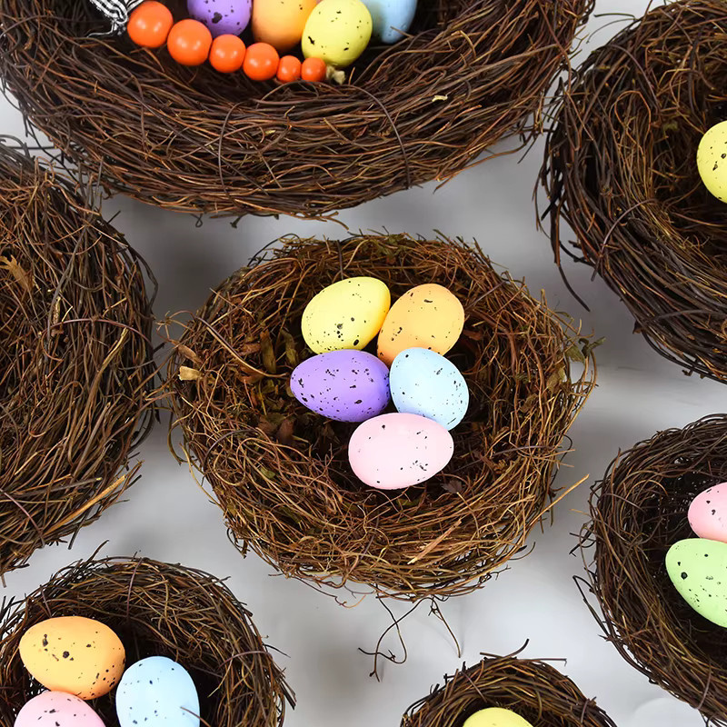 ZQCXLD Künstliches Rattan Vogelnest in Braun für Ostern und DIY-Dekorationen - Bild 2