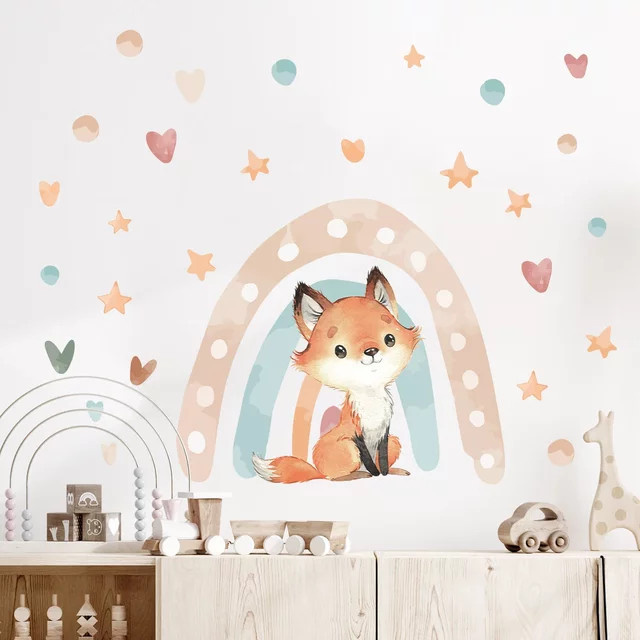 BRUP Wandaufkleber mit süßem Fuchs-Cartoon für Kinderzimmer und Schlafzimmer - Bild 1