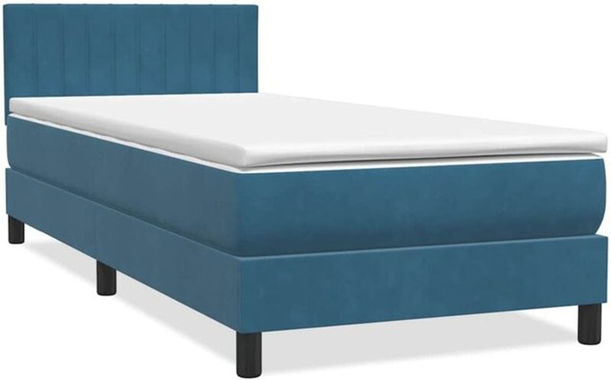 vidaxl Boxspringbett mit Matratze aus Samt in Blau, B/T/H: 80 x 220 x 78 cm - Bild 1