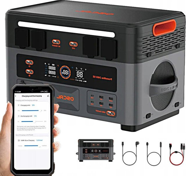 OSCAL PowerMax2400 SE Tragbare Powerstation mit 2400W und 2016Wh LiFePO4 Akku, Solar-Generator mit UPS-Funktion und WiFi-App-Steuerung - Bild 1