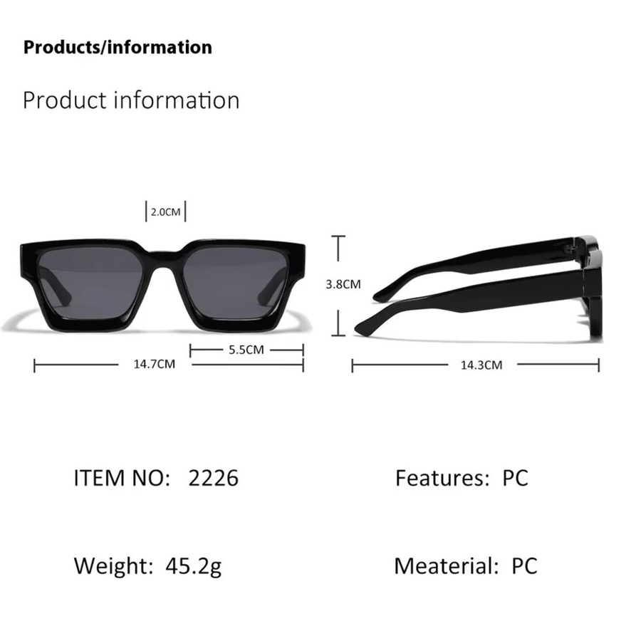 ZUXUB Sonnenbrille Rechteck, Vollrand, Kunststoff, Schwarz, Unisex - Bild 2