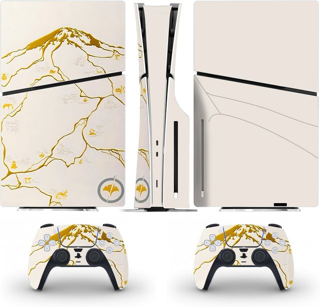 Vinyl-Sticker Set für PlayStation 5 Slim Digital, PS5 Fat Disk und PS5 Pro Disc inklusive 2 Controller in Multicolour - Bild 1