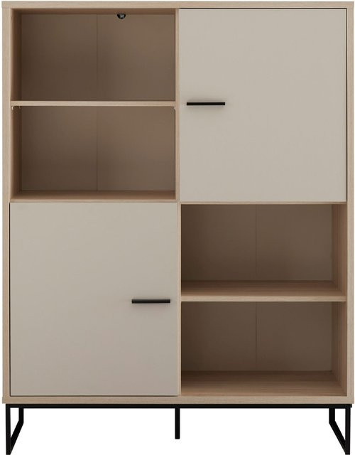 Highboard vito ASSUME in Braun und Beige mit Dekor Riva Eiche und Kaschmir, B/T/H: 110 x 40 x 142 cm - Bild 1