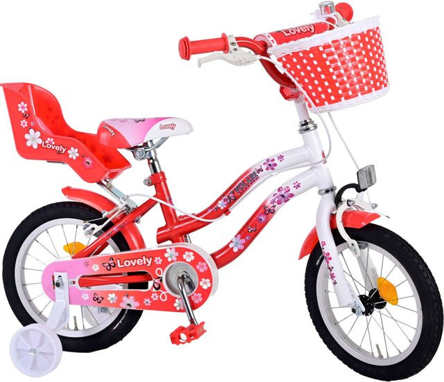 TPFSports Lovely Kinderfahrrad, Mädchen, 14 Zoll, 2 Handbremsen, Rot/Weiß - Bild 1