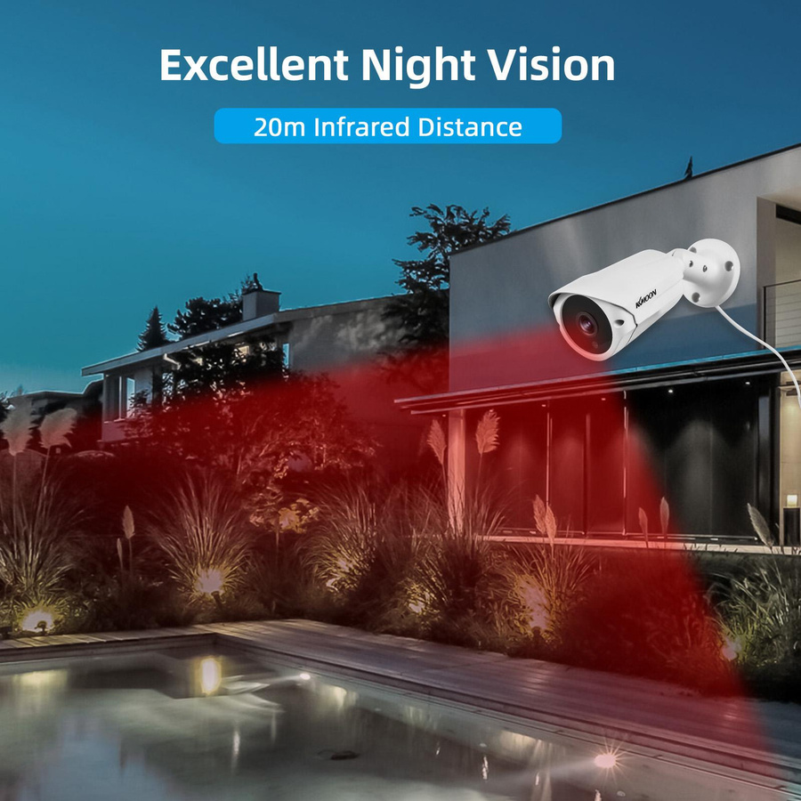 KKMOON 1080P CCTV Überwachungskamera für Innenräume mit Infrarot-Nachtsicht und 3,6 mm Objektiv in Weiß - Bild 4