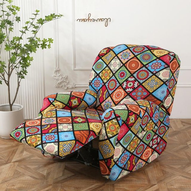 LANMOLIF Bedruckter Relaxsesselbezug mit Taschen, 4-teiliger LazyBoy-Sesselüberwurf aus Polyester in Multicolour - Bild 1