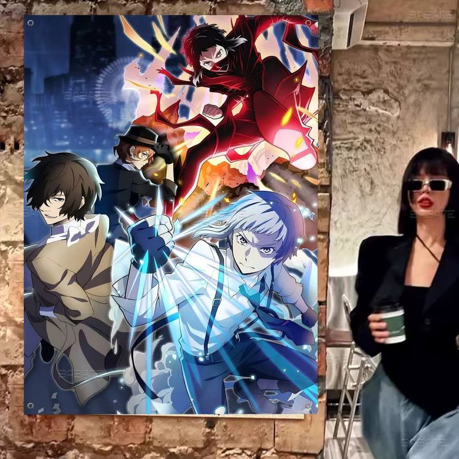 Potdemiel Wandbehang Bungo Stray Dogs Japanische Anime Vintage Cartoon Flagge Multicolor - Bild 3