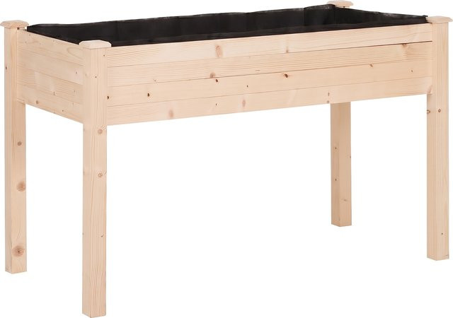 Outsunny Hochbeet aus massivem Holz mit Abflusslöchern und Vliesstofftuch für Garten und Balkon, B/T/H: 122,5 x 56,5 x 76 cm - Bild 1