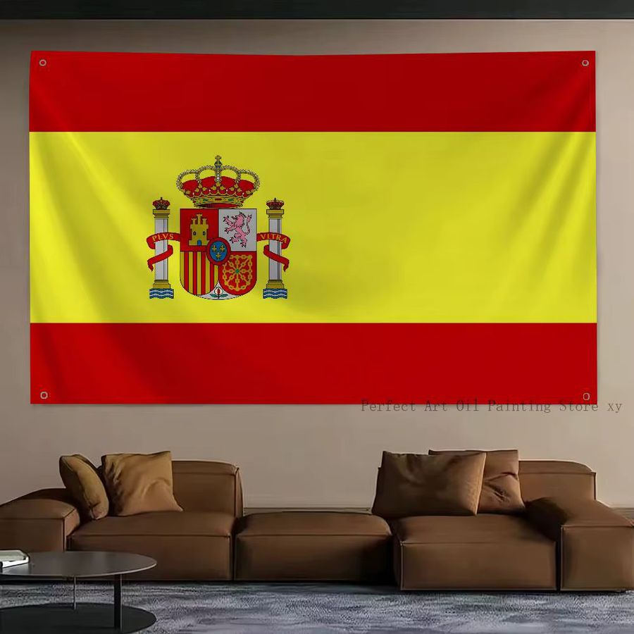 Spanien-Flagge als Banner aus Polyester in Rot und Gelb mit Ösen zur Aufhängung - Bild 4