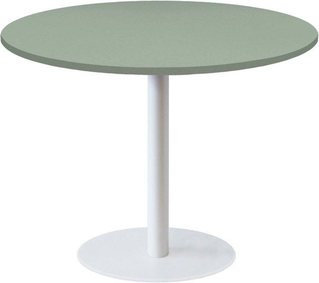 RestooTab Tisch Rome XL rund in Weiß und Hellgrün, Höhe: 73 cm, Durchmesser: 120 cm - Bild 1