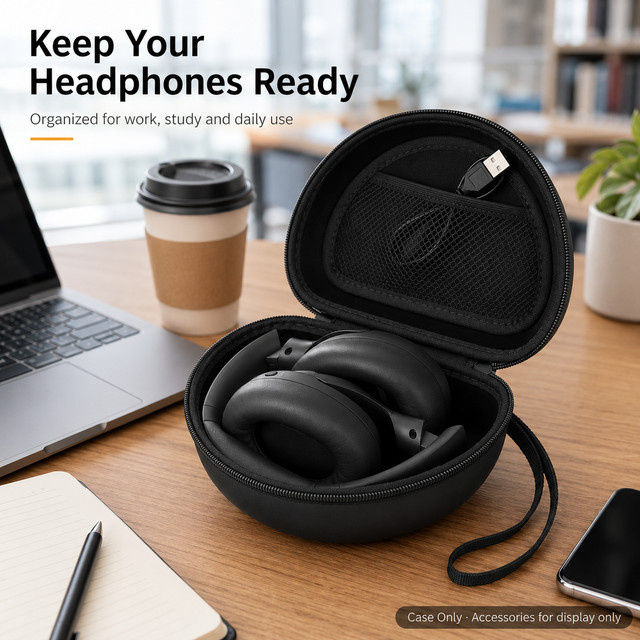 Harte Kopfhörertasche für JBL Tune 520BT 510BT, kompatibel mit TOZO HT3, Picun B8 und JLab JBuds Lux ANC, faltbare Reisetasche in Schwarz oder Grau - Bild 1