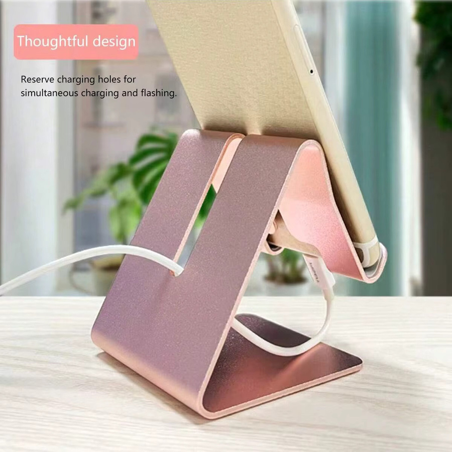 Minimalistischer universeller Smartphone-Halter aus Metall für deinen Desktop in Pink - Bild 2