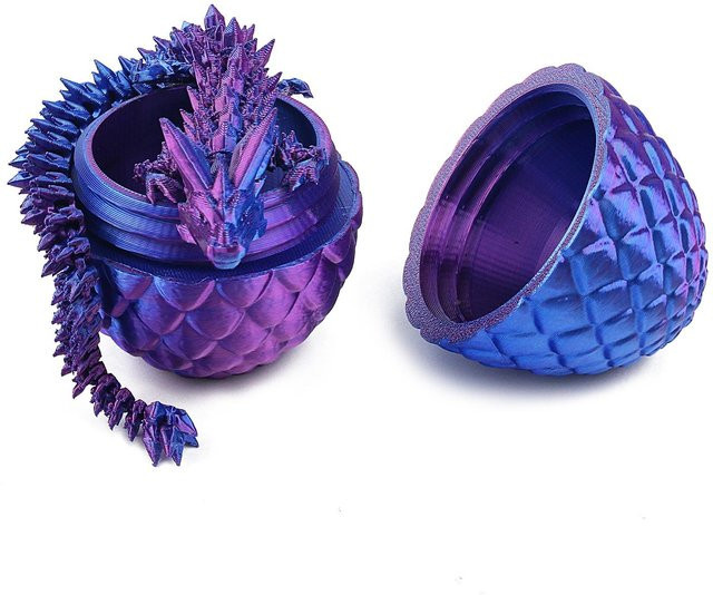 Beweglicher Kristall-Drache von Kidsly als 3D-gedrucktes Drachenei aus PLA in Lila - Bild 1