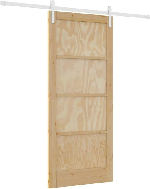 vidaXL Schiebetür in Natur und Weiß mit Furnier und Stahl, B/H: 86 x 198,5 cm - Bild 1