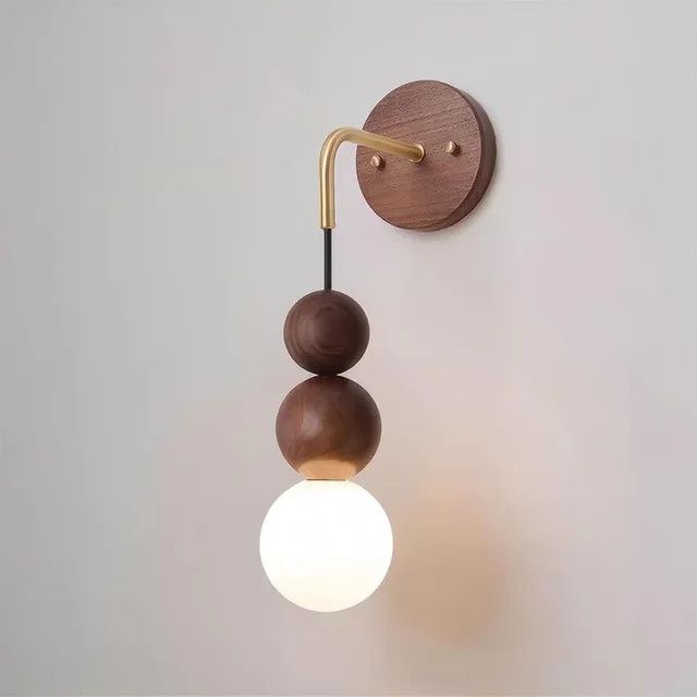 Claeted Wandleuchte im japanischen Retro-Stil aus Walnuss und Kupfer - Bild 1
