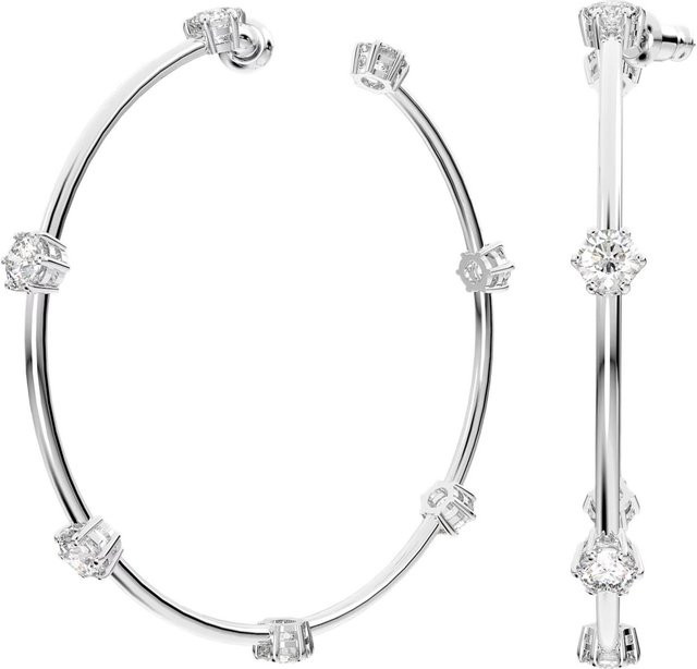 Swarovski Creolen, Rhodiniert, Silber, Kristall, Damen - Bild 1