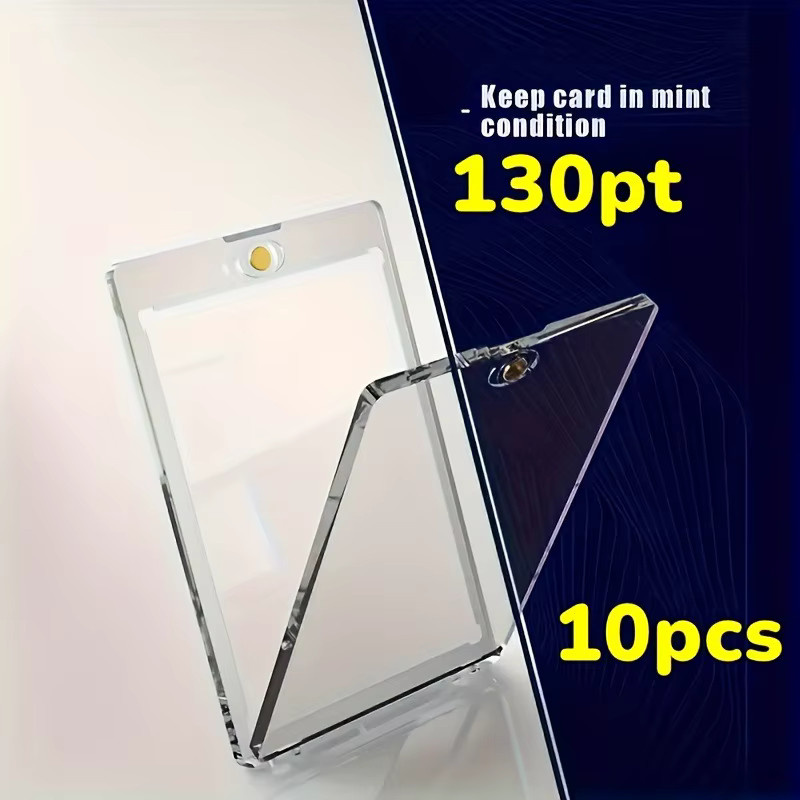 10 Stück magnetische Kartenhalter aus transparentem Kunststoff mit UV-Schutz und Magnetverschluss in Lila zur Aufbewahrung von Kredit- und Visitenkarten - Bild 3