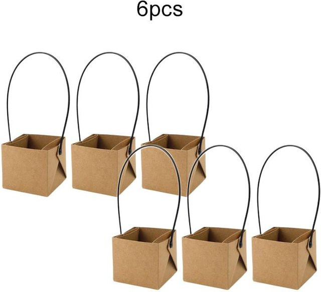 Binchi Mini-Kraftpapier-Blumentopf für Sukkulenten und Pflanzen, wasserdicht, B/T/H: 6 x 6 x 5 cm, Grün und Braun - Bild 1