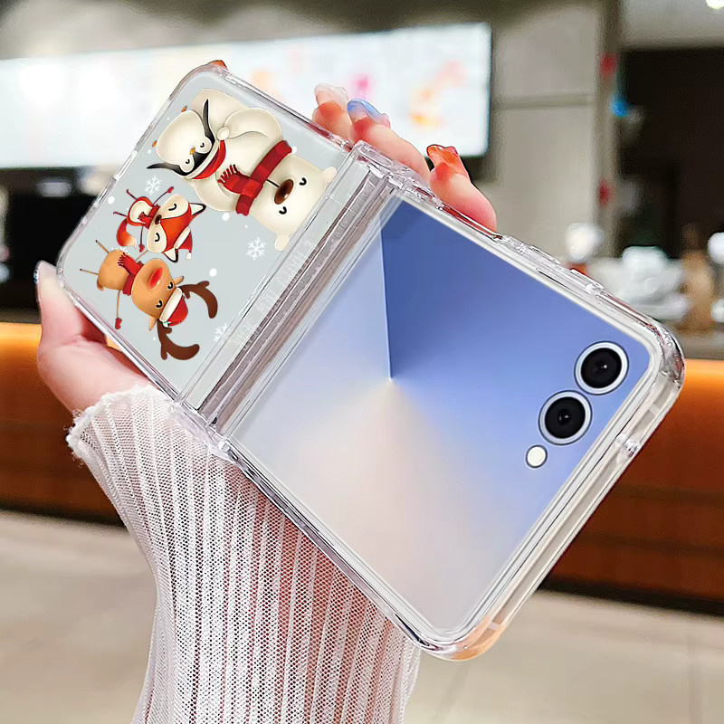 Samsung Galaxy Z Flip 5G Klappschutzhülle mit Weihnachtsmuster in Transparent - Bild 3