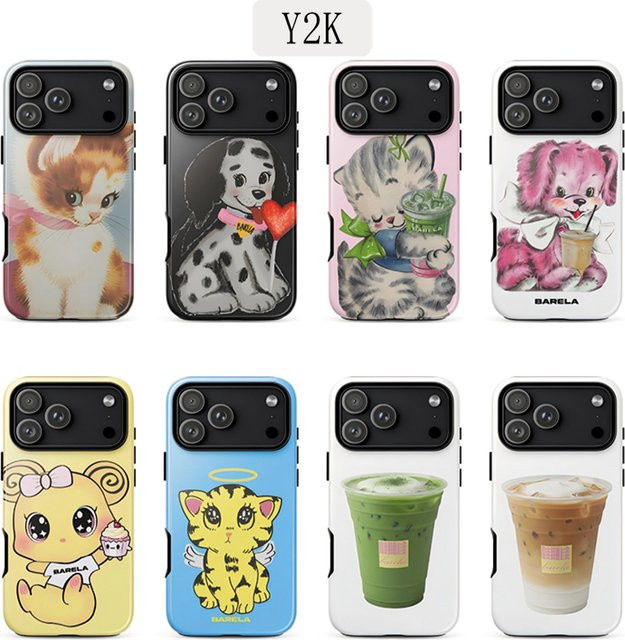 Luxuriöse Y2K Cartoon Kätzchen Handyhülle für iPhone 11 bis iPhone 17 Pro Max Plus in Doppelschicht-Ausführung - Bild 1