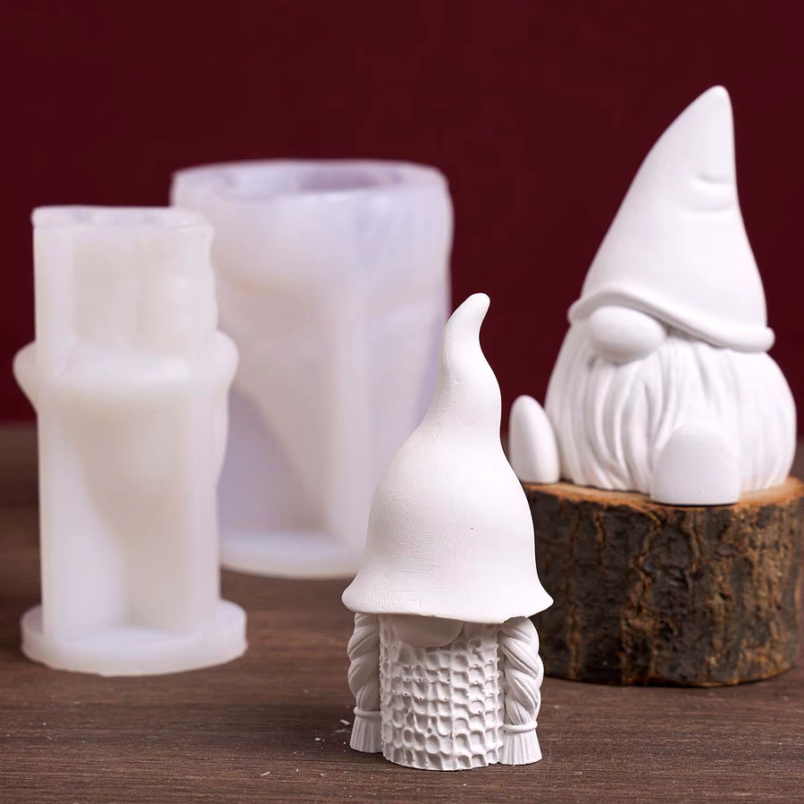 UDOCOOL Silikonform Gesichtslose Zwerge für DIY Weihnachtsmann Duftkerzen Seife und Gips in Weiß - Bild 2