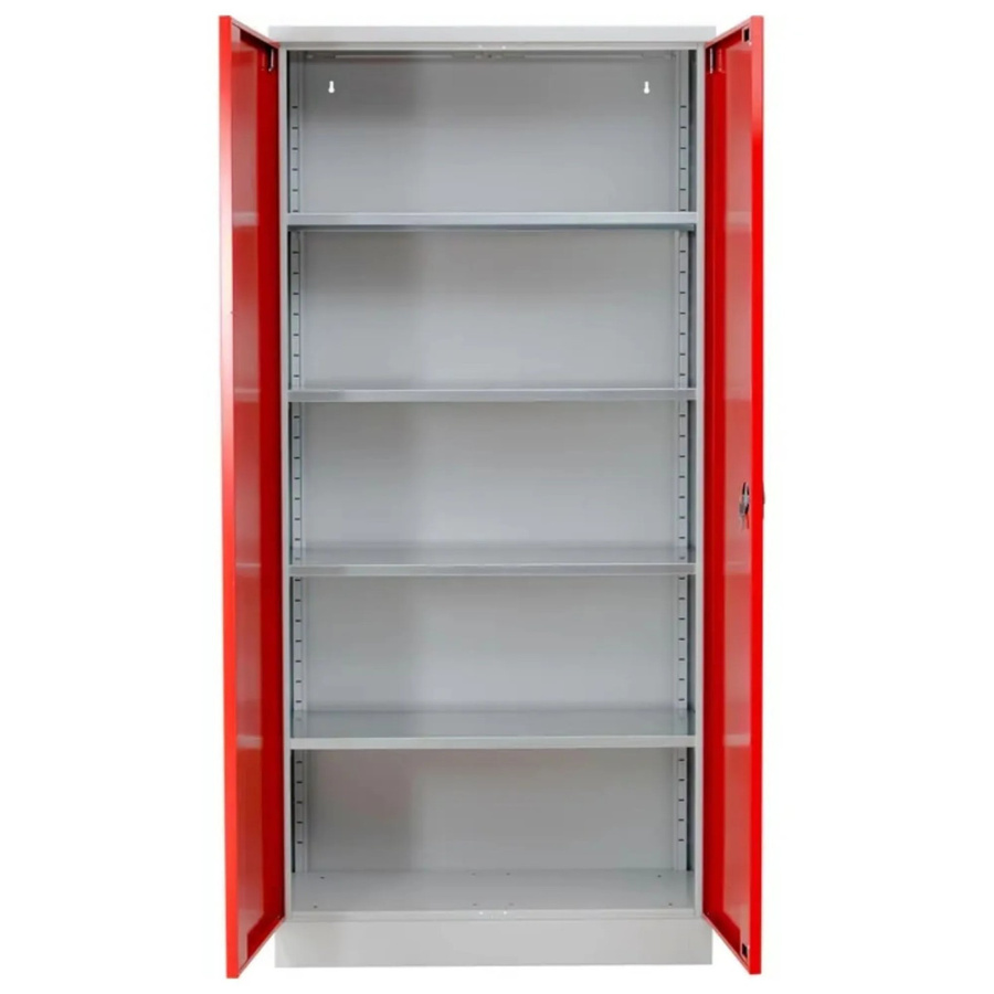 PROREGAL Stahlschrank Bee mit 10 verstellbaren Fachböden, Grau-Rot, H x B x T: 195 x 92 x 50 cm - Bild 2