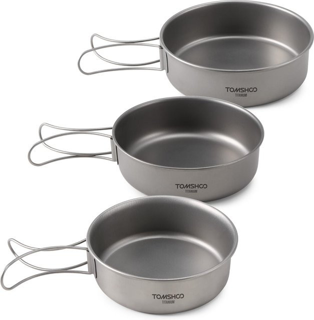 TOMSHOO 3-teiliges Titan-Schüsseln-Set in Silber, ultraleicht und stapelbar - Bild 1