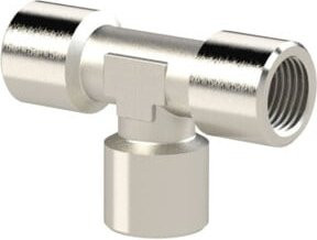 Riegler T-Stück Messing vernickelt in Silber, M5, innen/innen/innen, SW 9 - Bild 1