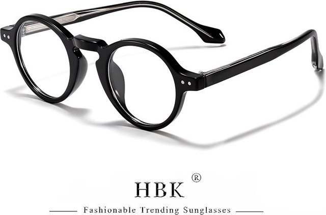 HBK Vintage Lesebrille, Rund, Vollrand, Kunststoff, Unisex, Black - Bild 1
