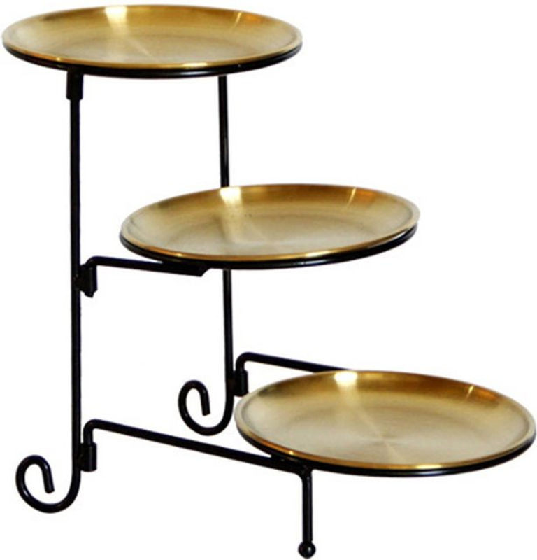 CosyHome Dreischichtiger Obstkorb aus Edelstahl in Gold, moderner Aufbewahrungskorb für Obst und Snacks, rund - Bild 1