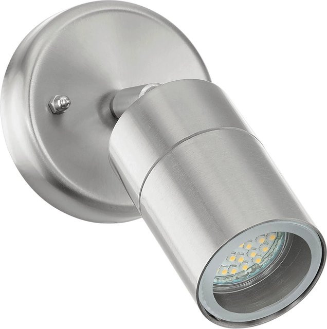 Eglo LED-Außenwandleuchte Stockholm in Silber aus Edelstahl mit GU10 Reflektor und IP44 Schutz - Bild 1