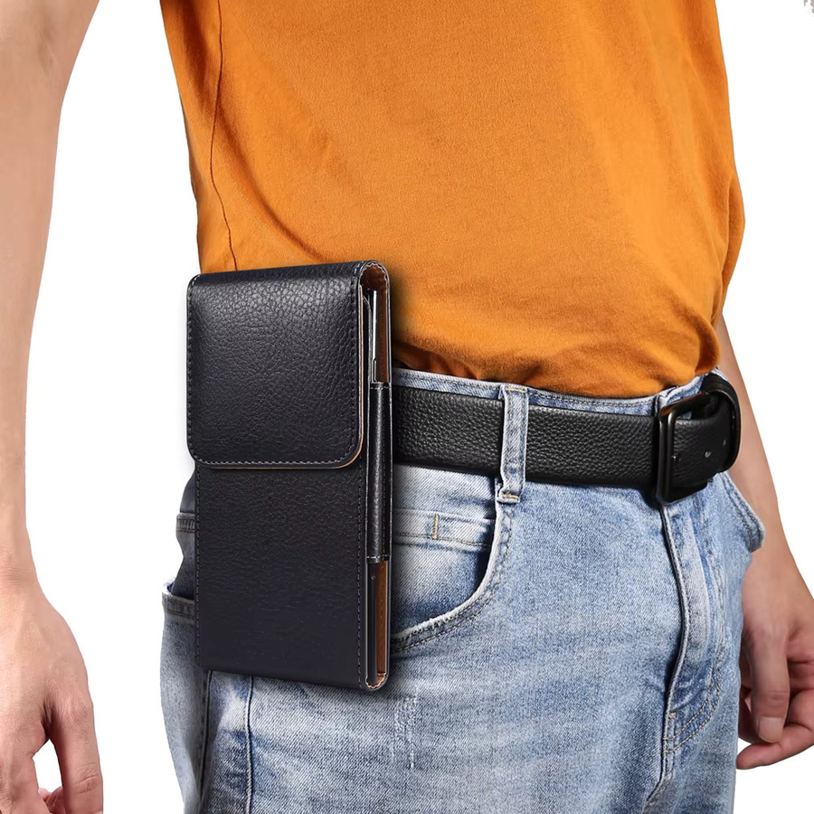XhaoR Universal Leder Handy Gürteltasche in Schwarz für iPhone, Samsung, Xiaomi und Huawei - Bild 5