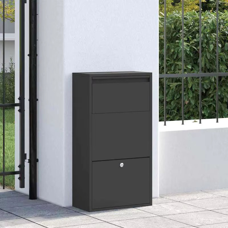 Moderner Paketbriefkasten aus Stahl in Schwarz mit Paketfach und Stauraum für den Außenbereich, H x B x T: 82 x 44 x 22 cm - Bild 3