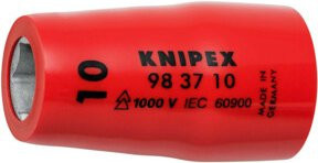 Knipex Steckschlüsseleinsatz für Sechskantschrauben mit Innenvierkant 3/8 Zoll, 42 mm, rot - Bild 1