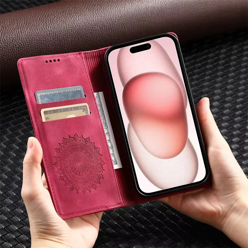 Magnetische Lederhülle für Xiaomi Mi POCO Modelle mit Kartenfach und Brieftaschen-Funktion in Pink - Bild 4