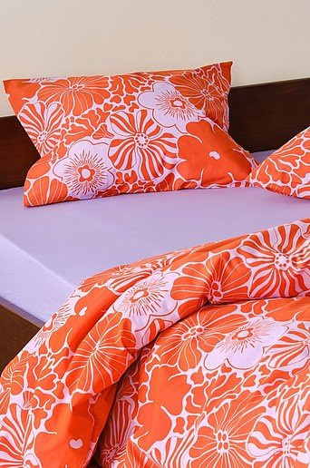 Jotex ANNA organische Kissenhülle aus Baumwolle mit floralem Retro-Design in Orange, Rechteckig - Bild 1