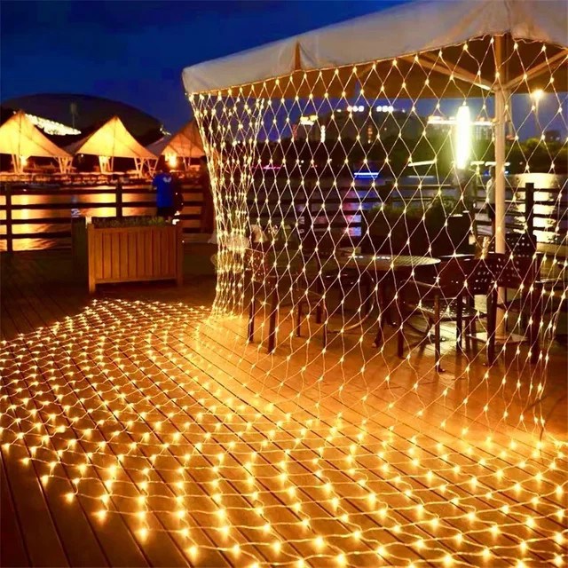 PAMNNY LED Mesh Lichterkette Warmweiß Wasserdicht für Garten und Outdoor, B/H: 2 x 2 m - Bild 1