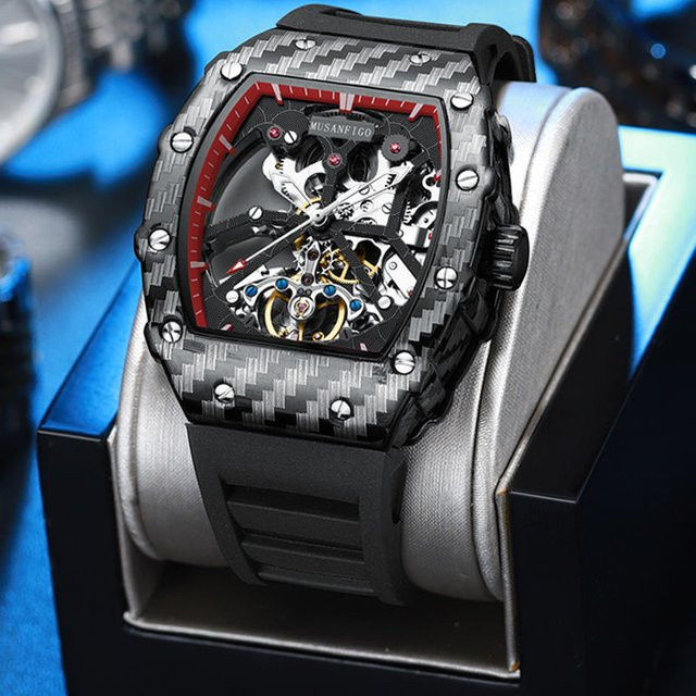 MUSANFIGO Armbanduhr Automatik, Skelett, Edelstahl, Herren - Bild 1