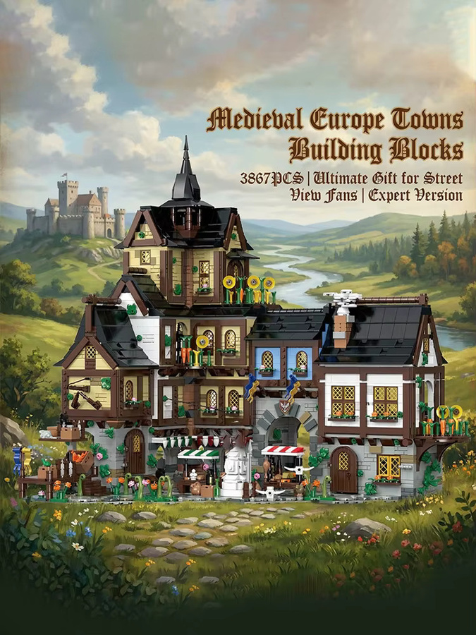 barweer Mittelalterliches Europäisches Stadt-Bausteinset, Architektur-Straßenansicht, 3867 Teile - Bild 1
